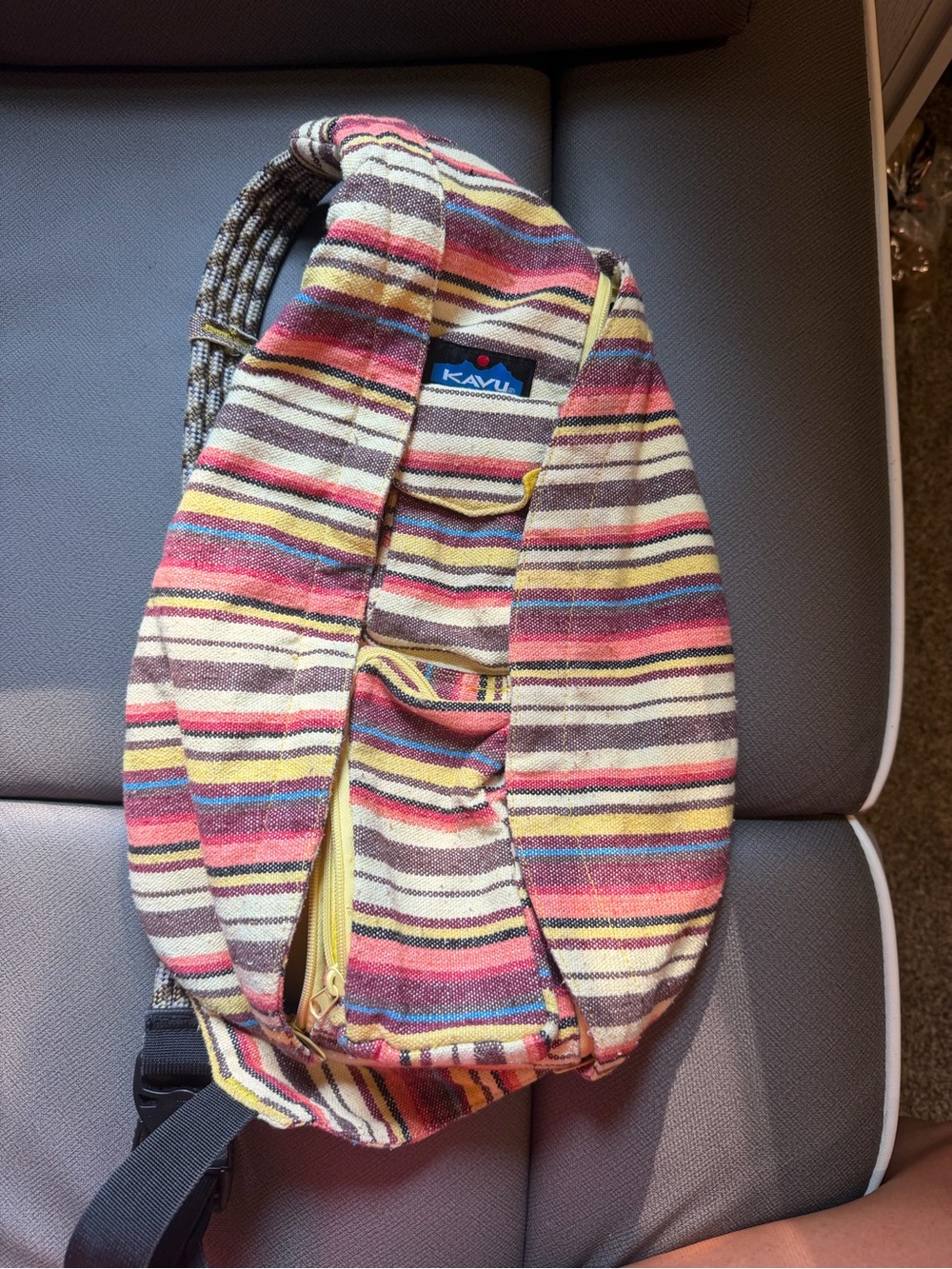 Kavu Multicolor Striped Sling Bag - Pink, Yellow, Brown, Blue